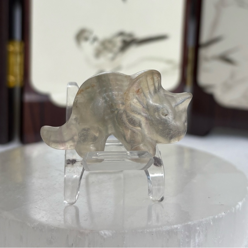 Fluorite triceratops crystal carving